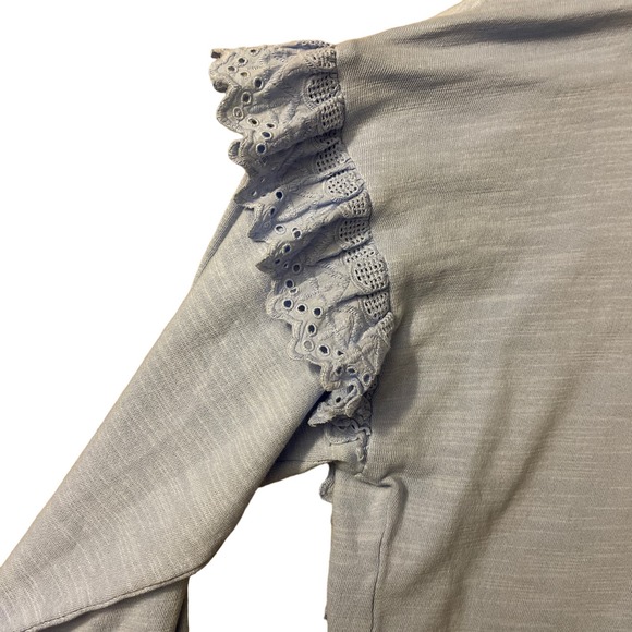 NWT Crown & Ivy Soft Blue Eyelet Lace Detail Long Sleeved Sweater‎ Size 3X - Picture 8 of 9